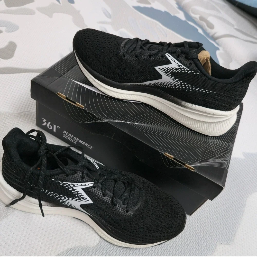 361 Degrees Centauri Womens Running Shoes Black White Y2341-0900 Size 10.5 New